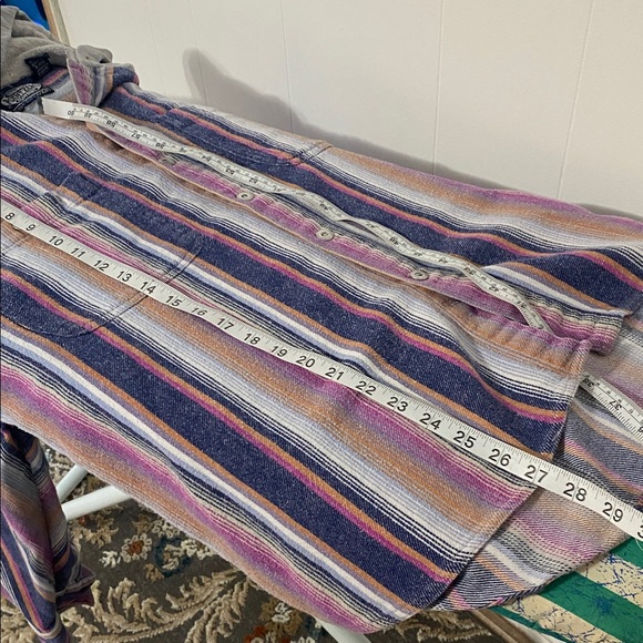 90’s Point Zero Multicolor Striped Flannel Shirt with Gray Hood XL - Picture 9 of 9